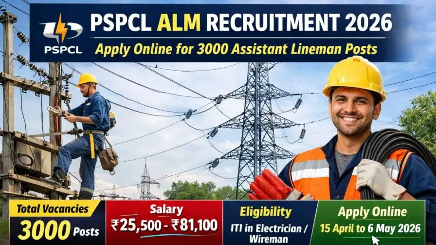 PSPCL ALM Recruitment 2026 Assistant Lineman Notification Released Apply Online For 3000 Vacancies
