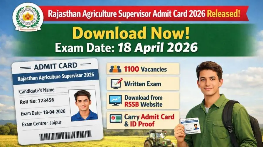 Rajasthan Agriculture Supervisor Admit Card 2026 Released Download Krishi Paryavekshak Hall Ticket Direct Link Active