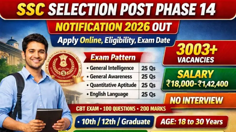 SSC Selection Post Phase 14 Notification 2026 Out 3003 Posts, Apply Online, Eligibility, Exam Date